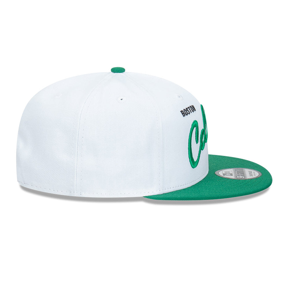 New Era Boston Celtics NBA Vintage Script Optic White 9FIFTY Snapback Cap