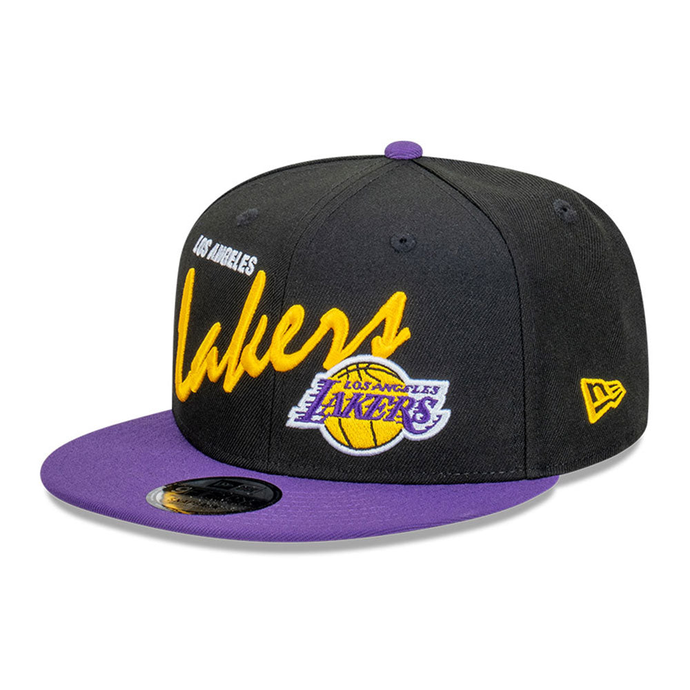 New Era Los Angeles Lakers NBA Vintage Script Black 9FIFTY Snapback Cap