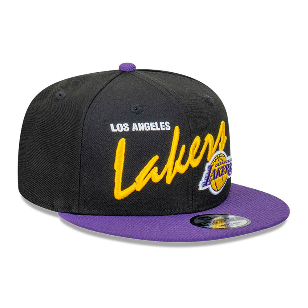 New Era Los Angeles Lakers NBA Vintage Script Black 9FIFTY Snapback Cap