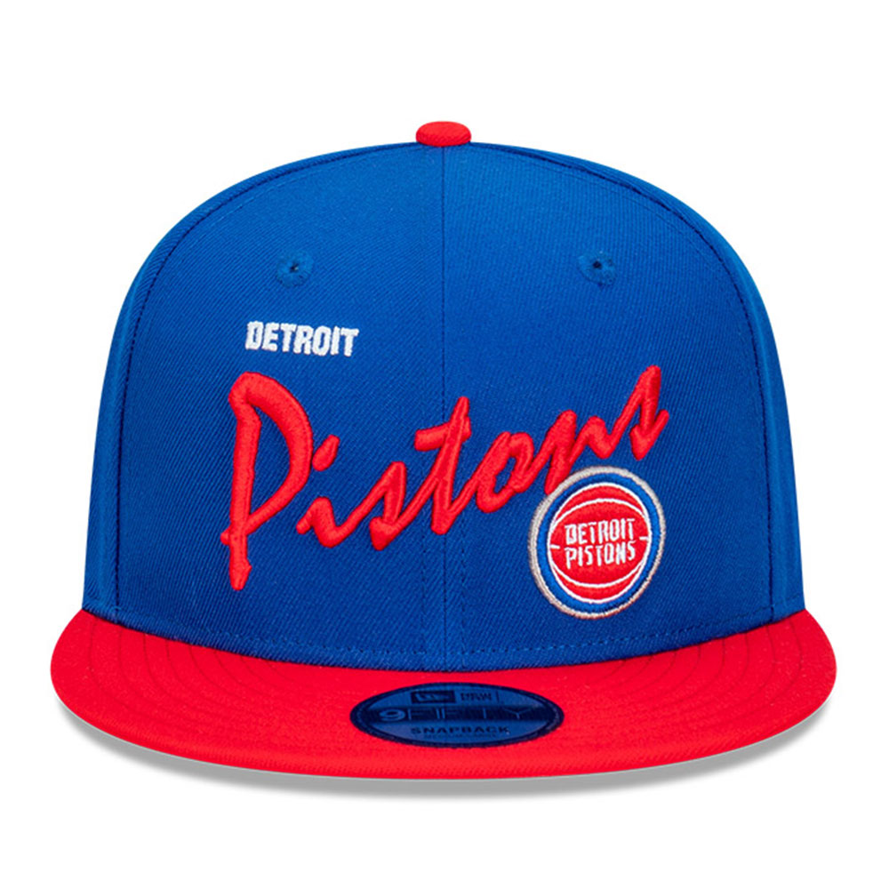 New Era Detroit Pistons NBA Vintage Script Majestic Blue 9FIFTY Snapback Cap