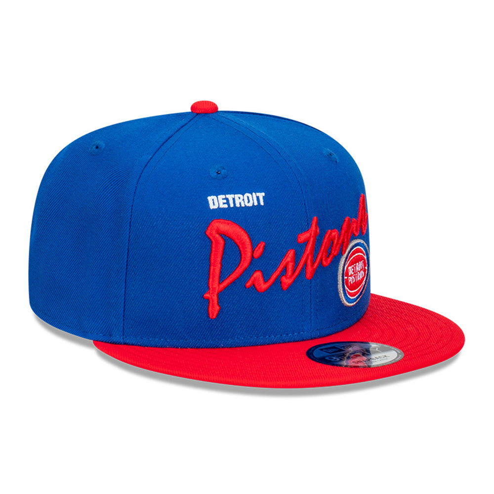 New Era Detroit Pistons NBA Vintage Script Majestic Blue 9FIFTY Snapback Cap