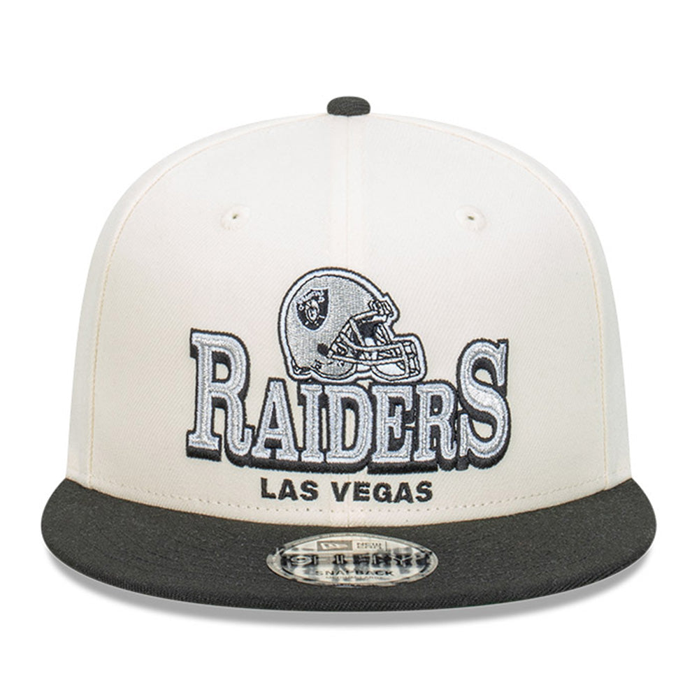 New Era Las Vegas Raiders NFL Stack Script Chrome White 9FIFTY Snapback Cap