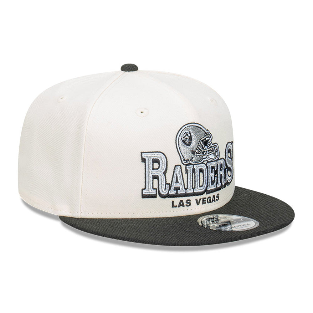 New Era Las Vegas Raiders NFL Stack Script Chrome White 9FIFTY Snapback Cap