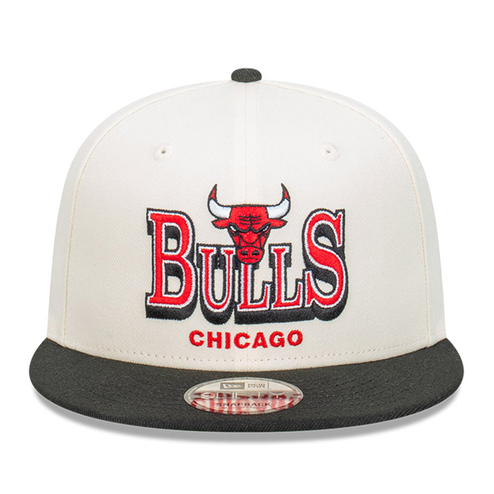 New Era Chicago Bulls NBA Stack Script Chrome White 9FIFTY Snapback Cap