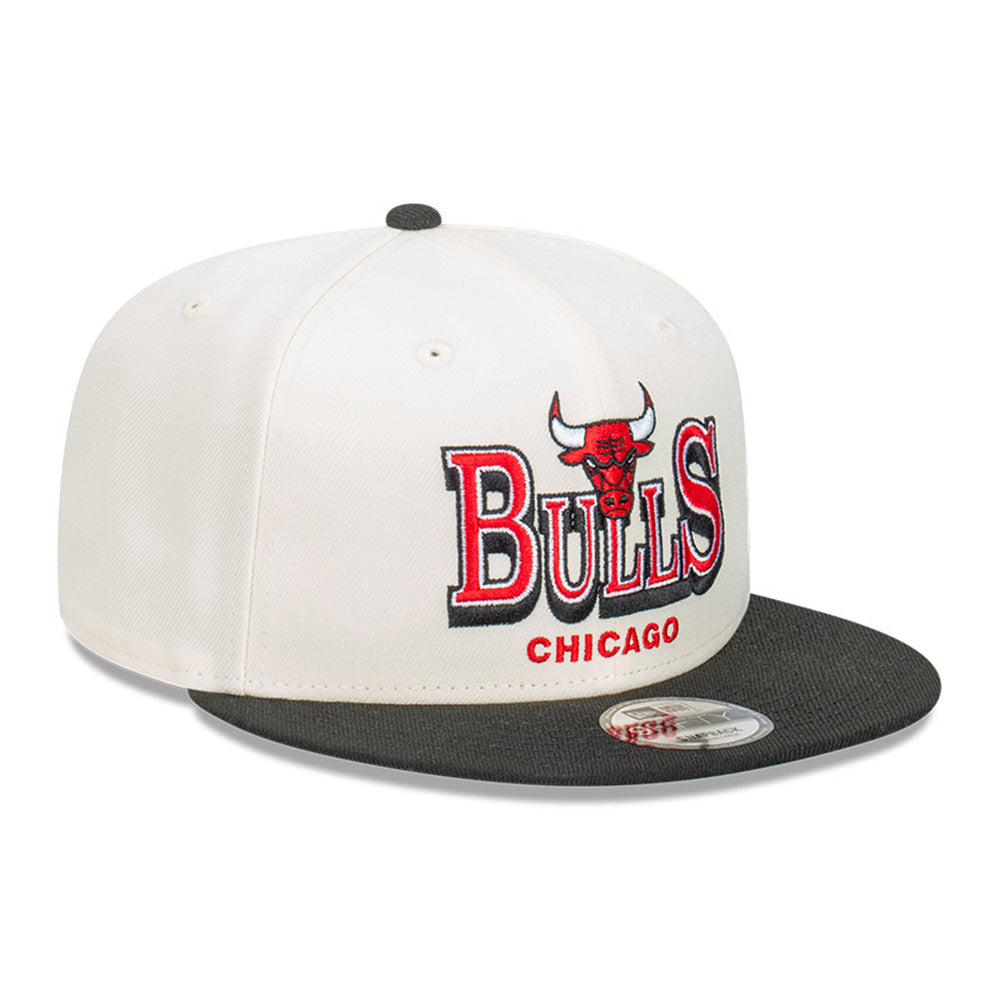 New Era Chicago Bulls NBA Stack Script Chrome White 9FIFTY Snapback Cap