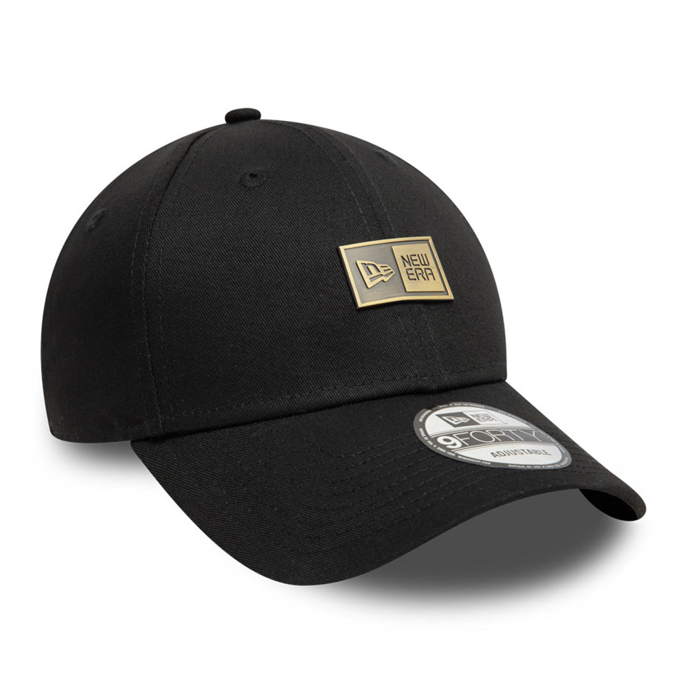 New Era Box Logo Metal Badge Black 9FORTY Adjustable Cap