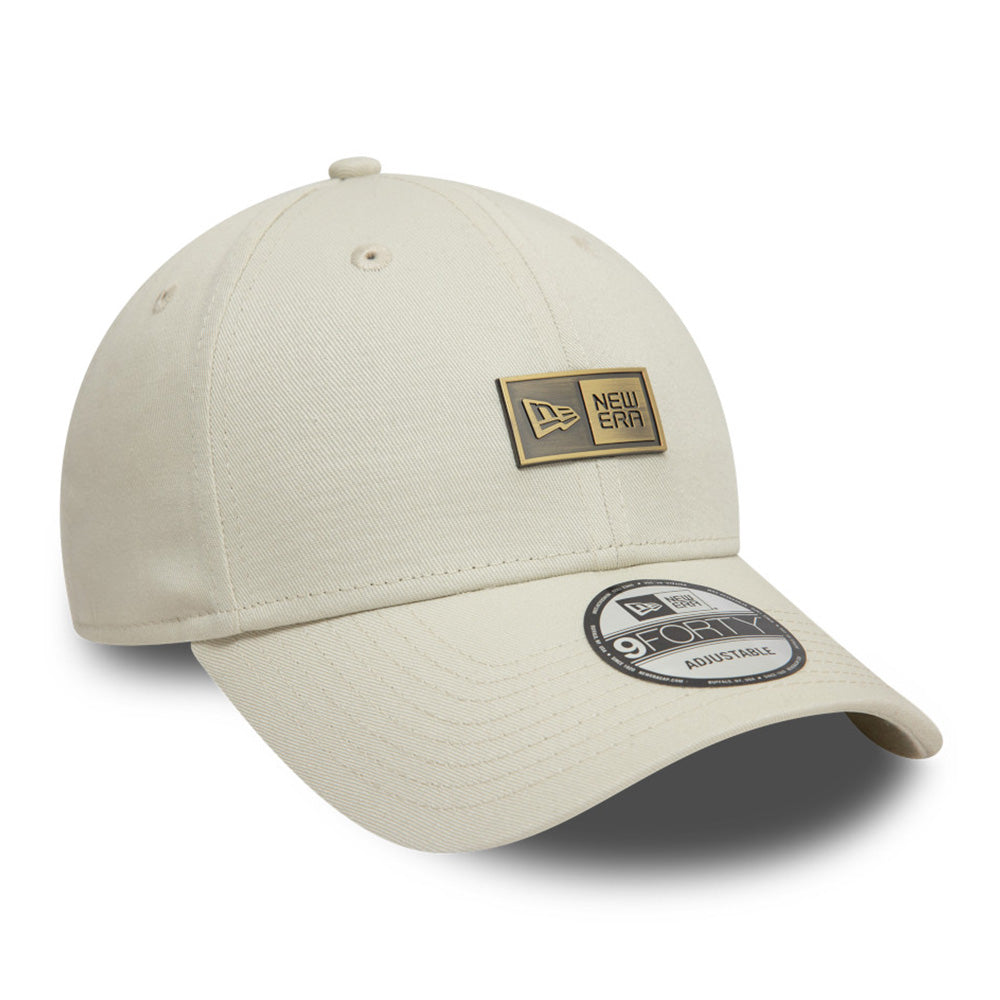 New Era Box Logo Metal Badge Ivory 9FORTY Adjustable Cap