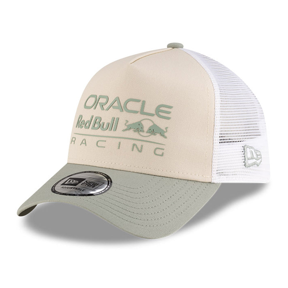 New Era Oracle Red Bull Racing Light Cream 9FORTY E-Frame Trucker Snapback Cap