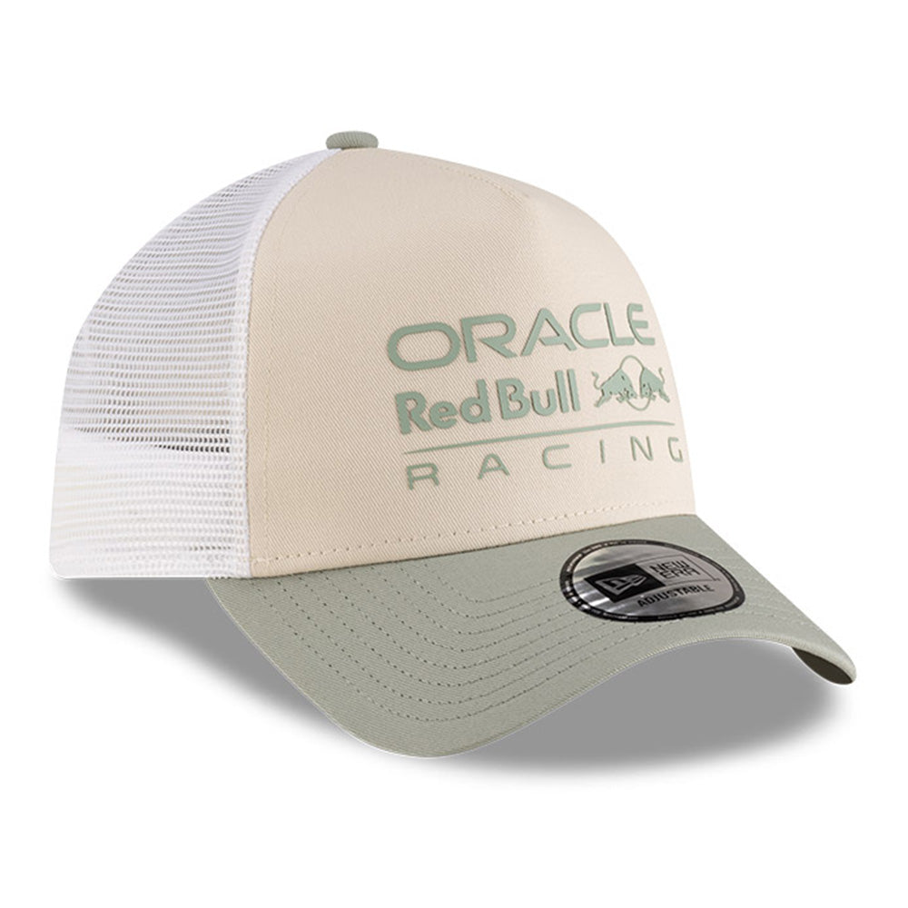 New Era Oracle Red Bull Racing Light Cream 9FORTY E-Frame Trucker Snapback Cap