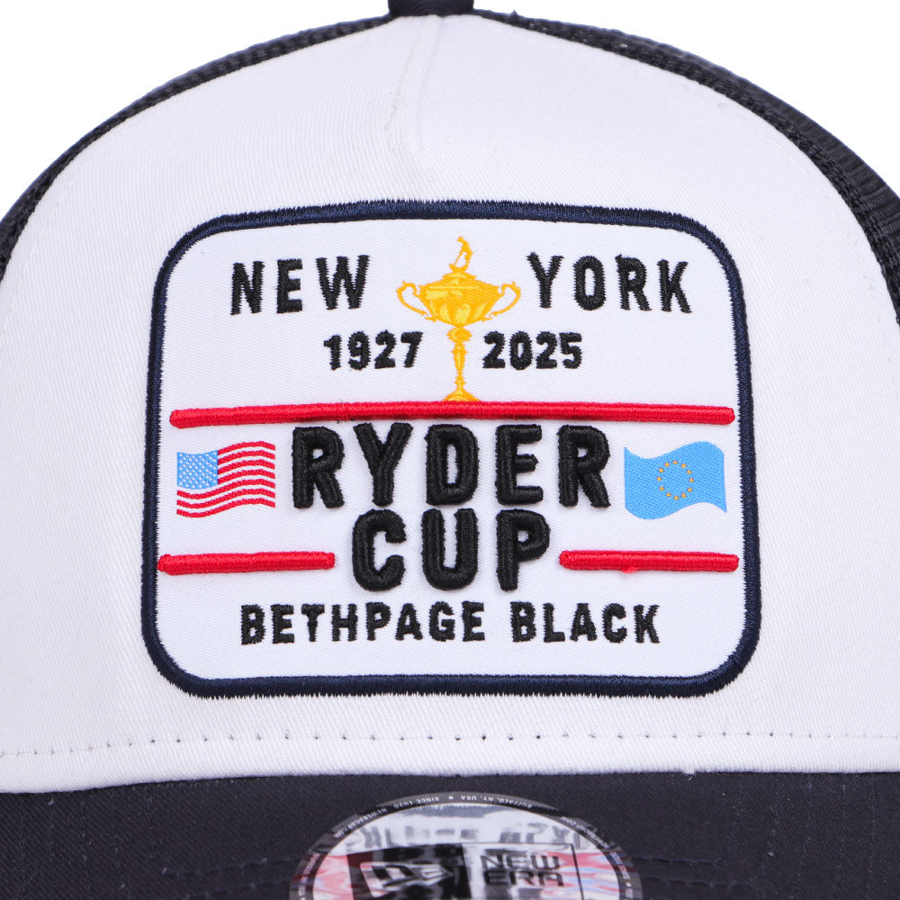 New Era Ryders Cup Europe 2025 Woven Patch Optic White Navy 9FORTY E-Frame Trucker Cap