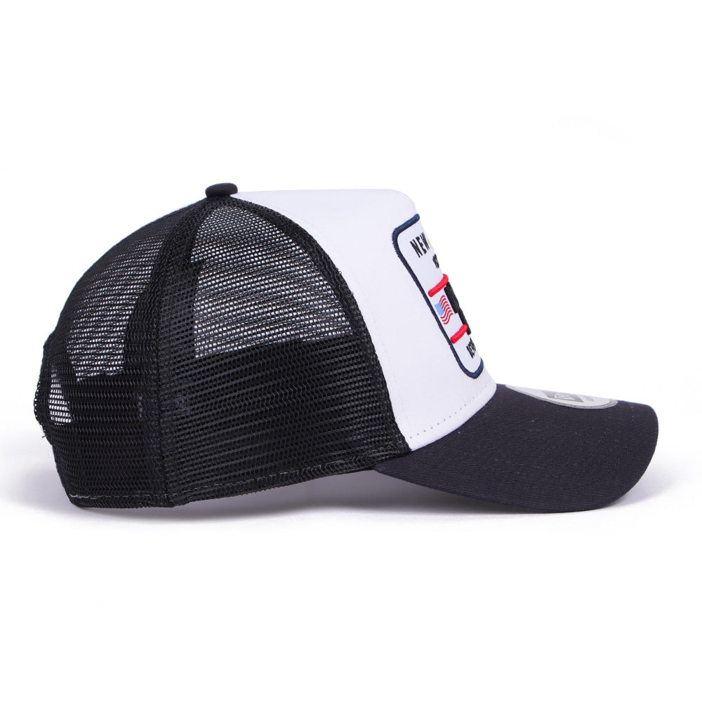 New Era Ryders Cup Europe 2025 Woven Patch Optic White Navy 9FORTY E-Frame Trucker Cap