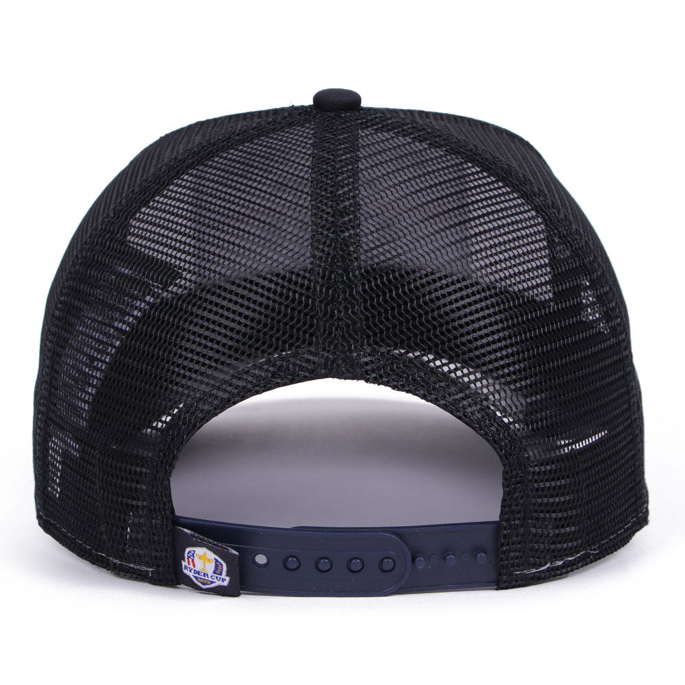 New Era Ryders Cup Europe 2025 Woven Patch Optic White Navy 9FORTY E-Frame Trucker Cap