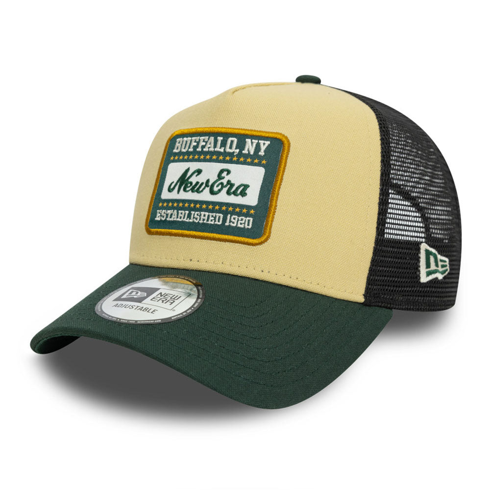 New Era Patch Cot Canvas Vegas Gold 9FORTY E-Frame Trucker Snapback Cap