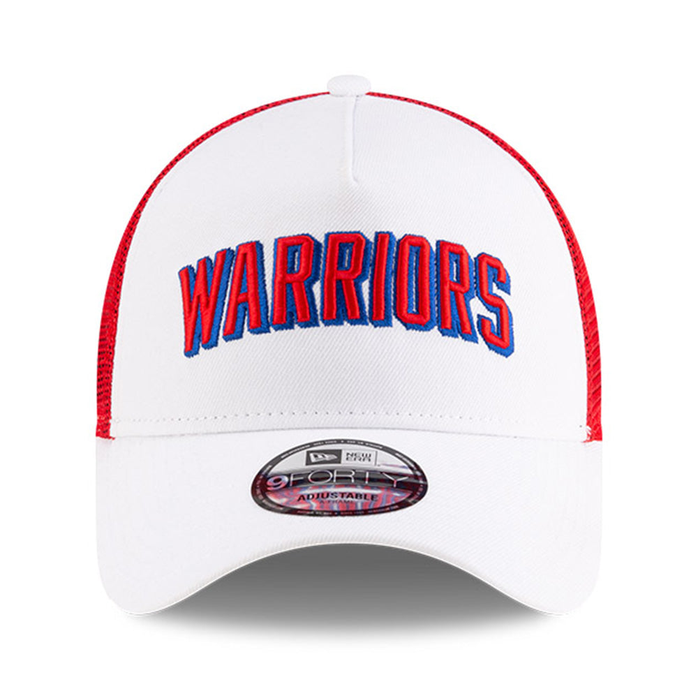 New Era NBA Golden State Warriors Classic Edition White and Red 9FORTY A-Frame Trucker Snapback Cap