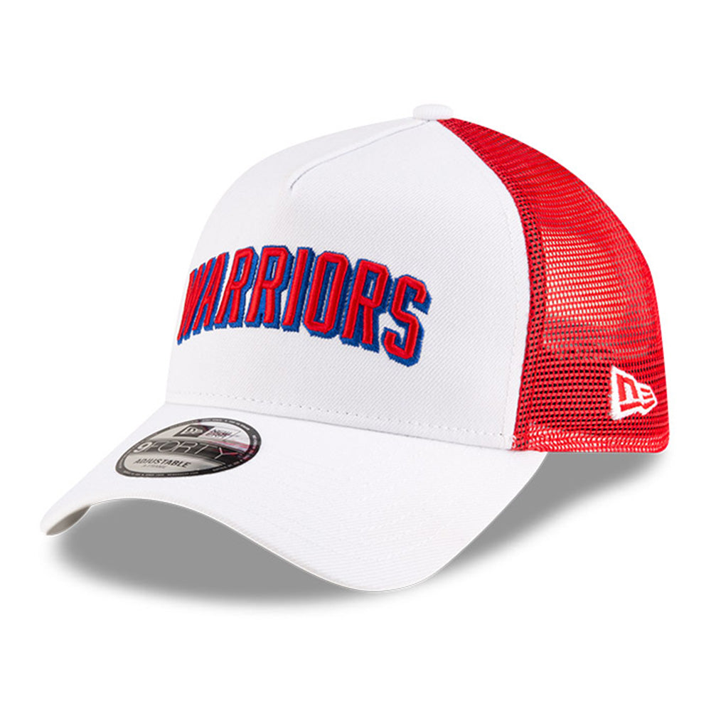 New Era NBA Golden State Warriors Classic Edition White and Red 9FORTY A-Frame Trucker Snapback Cap