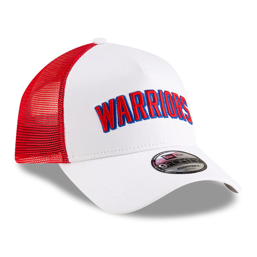 New Era NBA Golden State Warriors Classic Edition White and Red 9FORTY A-Frame Trucker Snapback Cap