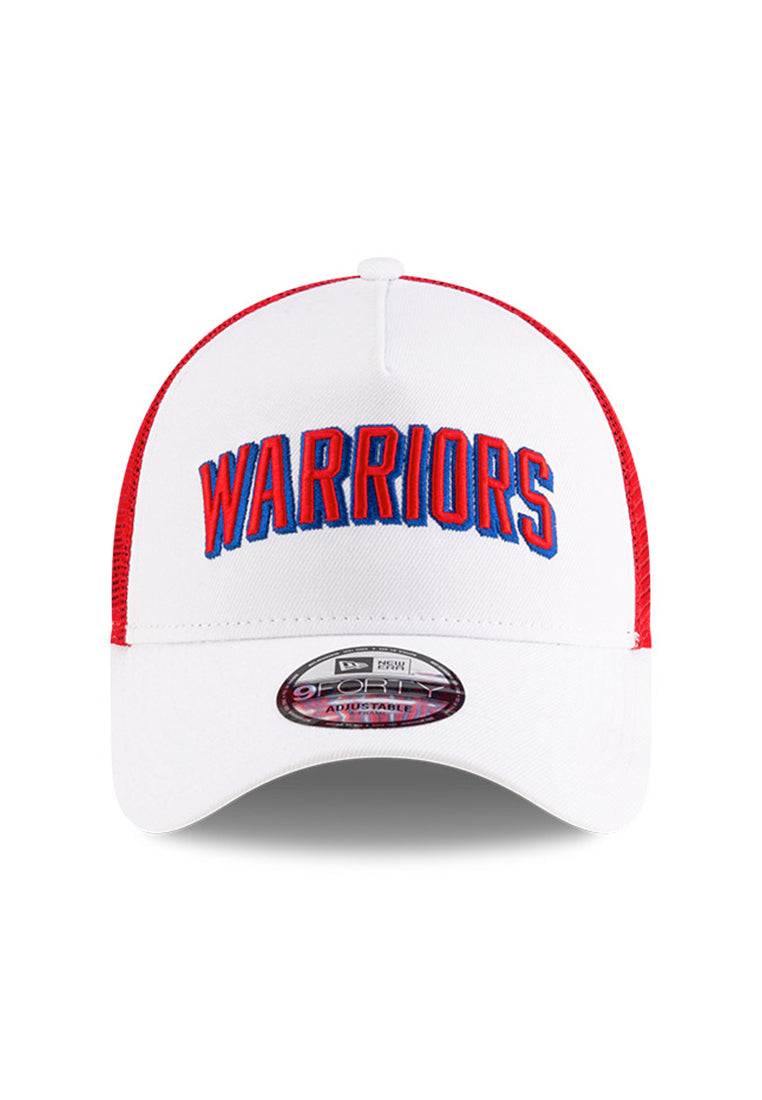 New Era NBA Golden State Warriors Classic Edition White and Red 9FORTY A-Frame Trucker Snapback Cap