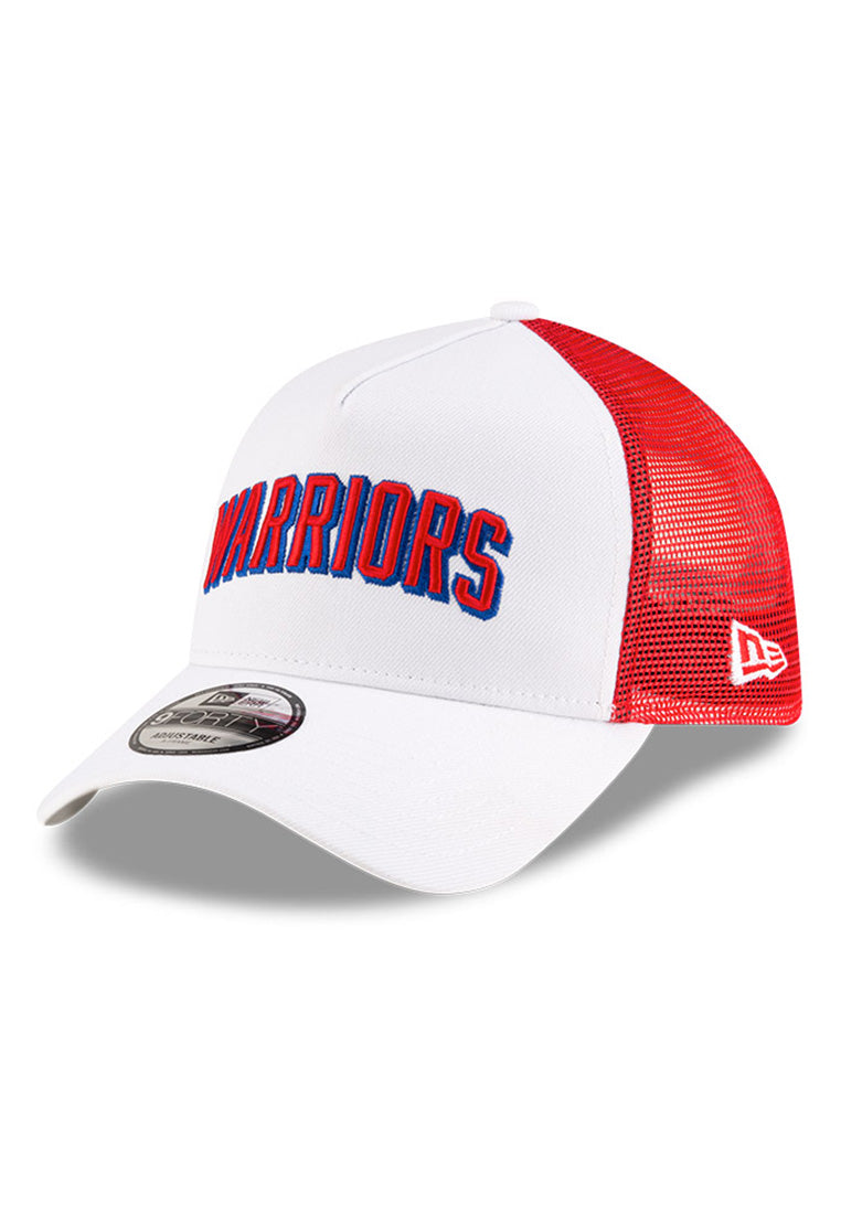 New Era NBA Golden State Warriors Classic Edition White and Red 9FORTY A-Frame Trucker Snapback Cap