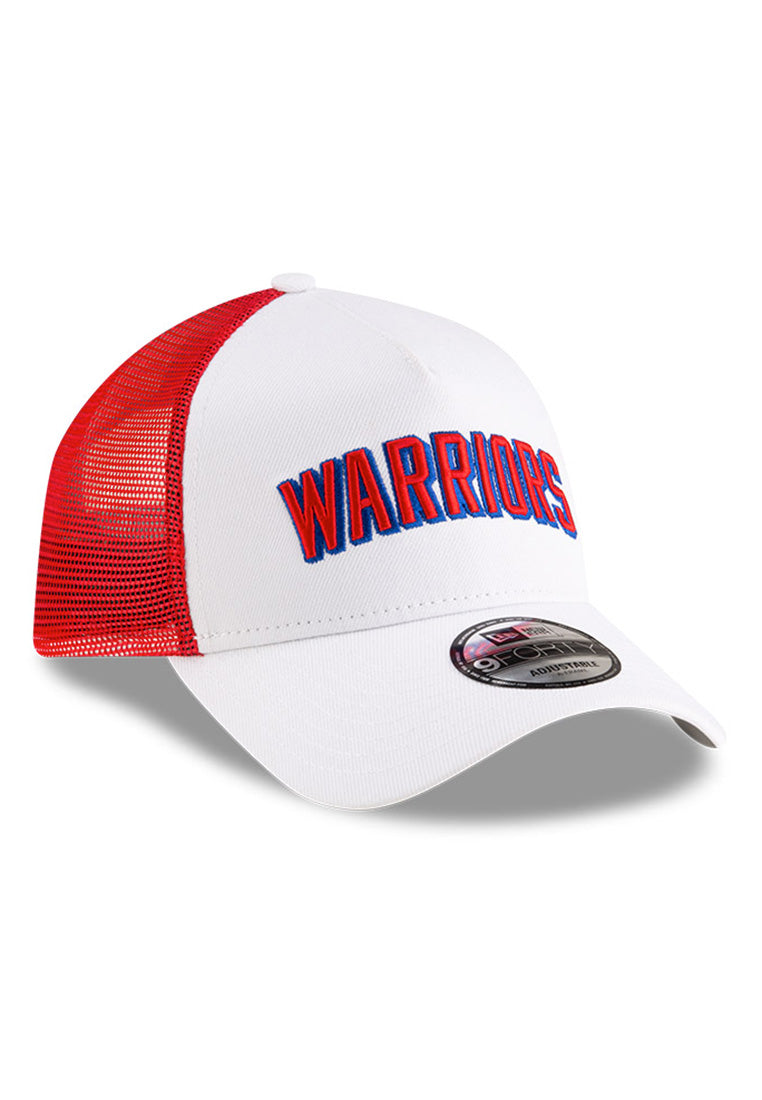 New Era NBA Golden State Warriors Classic Edition White and Red 9FORTY A-Frame Trucker Snapback Cap