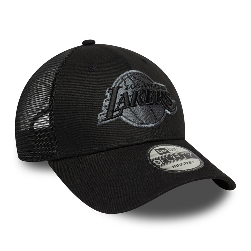 New Era Los Angeles Lakers Black 9FORTY Trucker Snapback Cap