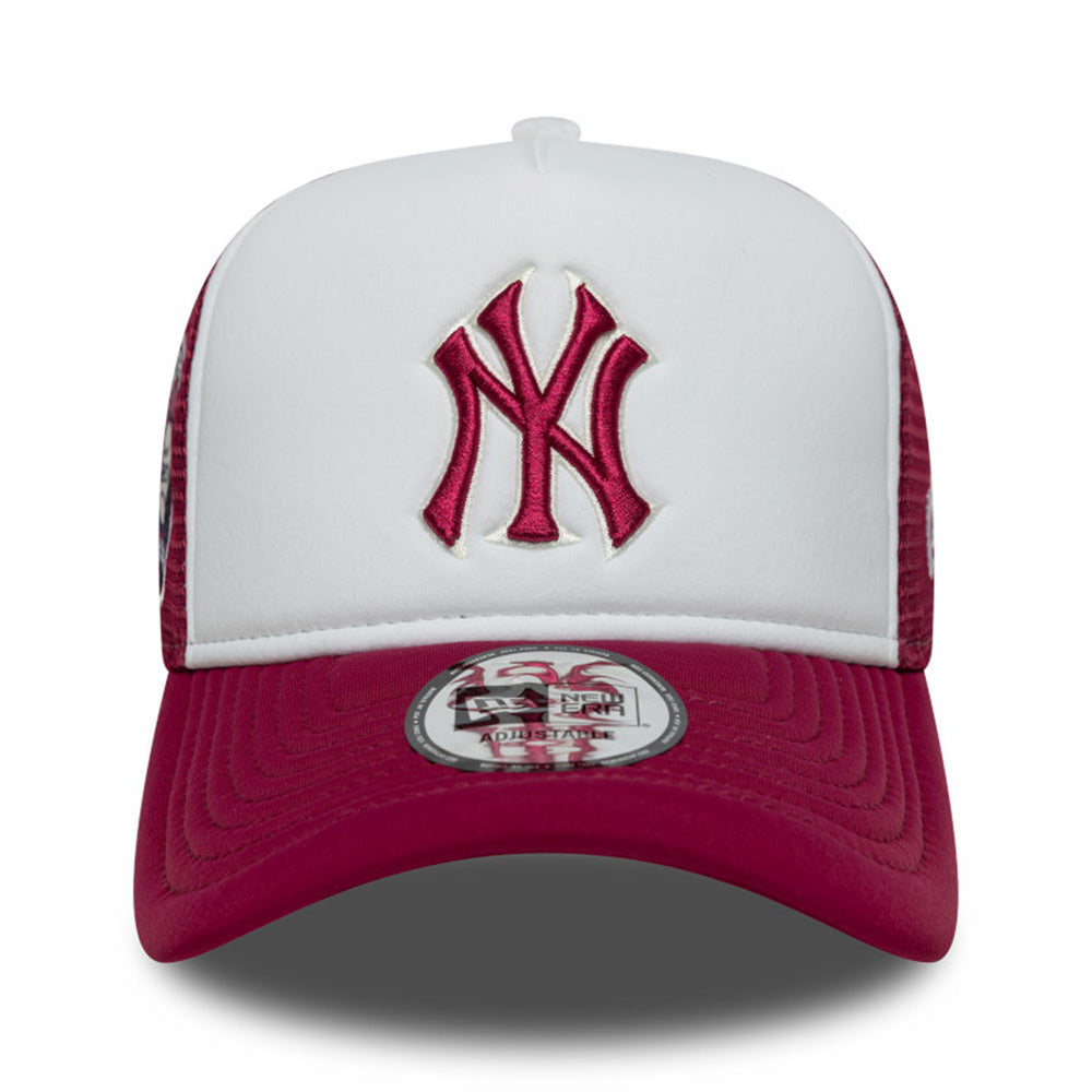 New Era New York Yankees World Series Optic White Cherry Jam 9FORTY E-Frame Trucker Snapback Cap