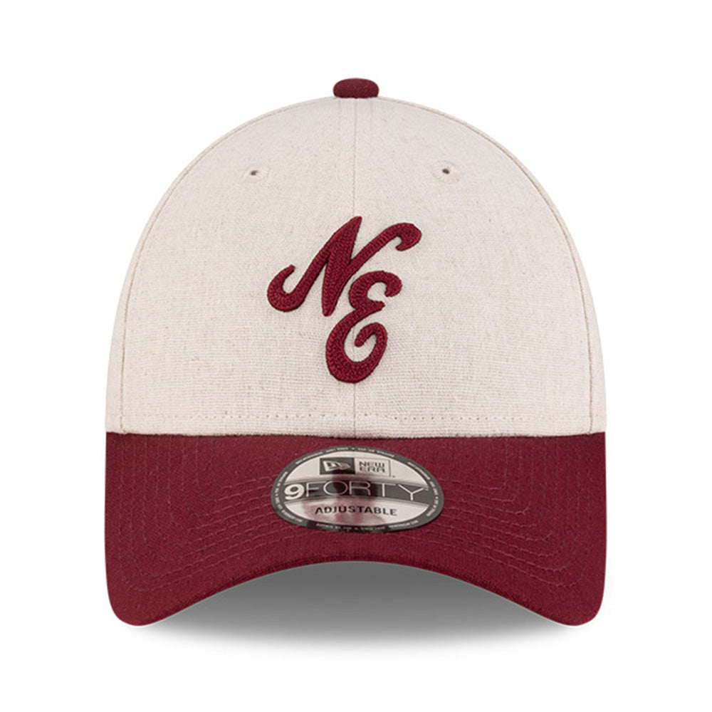 New Era Script Linen Stone Maroon 9FORTY Adjustable Cap