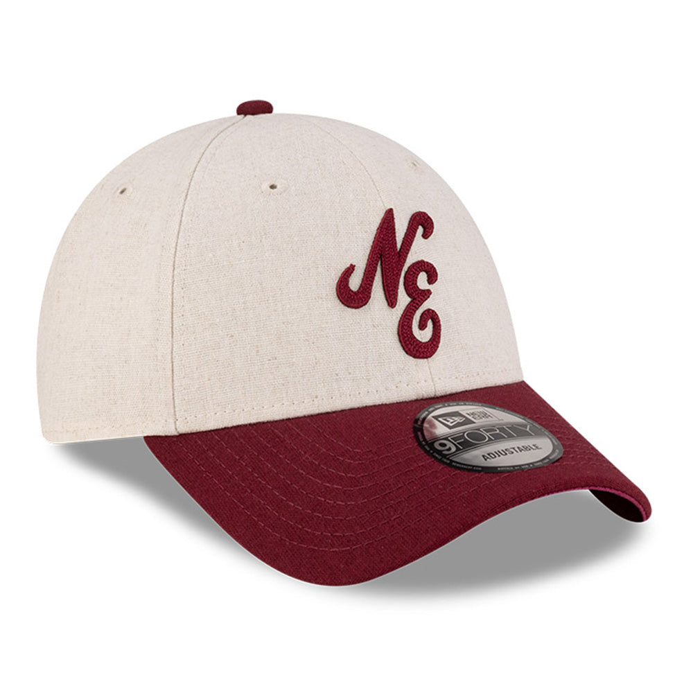 New Era Script Linen Stone Maroon 9FORTY Adjustable Cap
