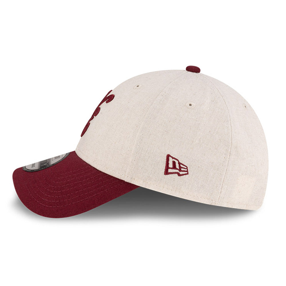 New Era Script Linen Stone Maroon 9FORTY Adjustable Cap