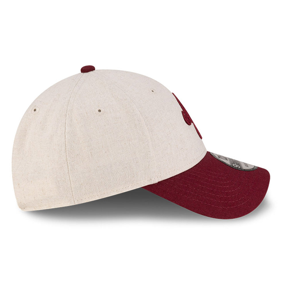 New Era Script Linen Stone Maroon 9FORTY Adjustable Cap
