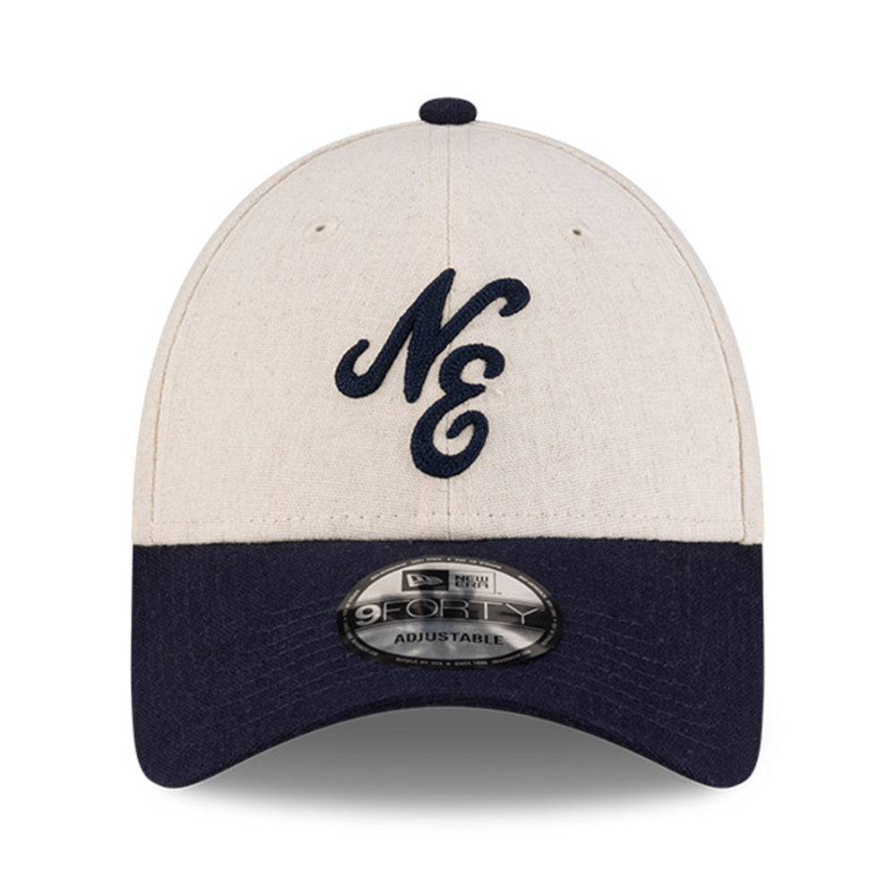 New Era Script Linen Stone Navy 9FORTY Adjustable Cap