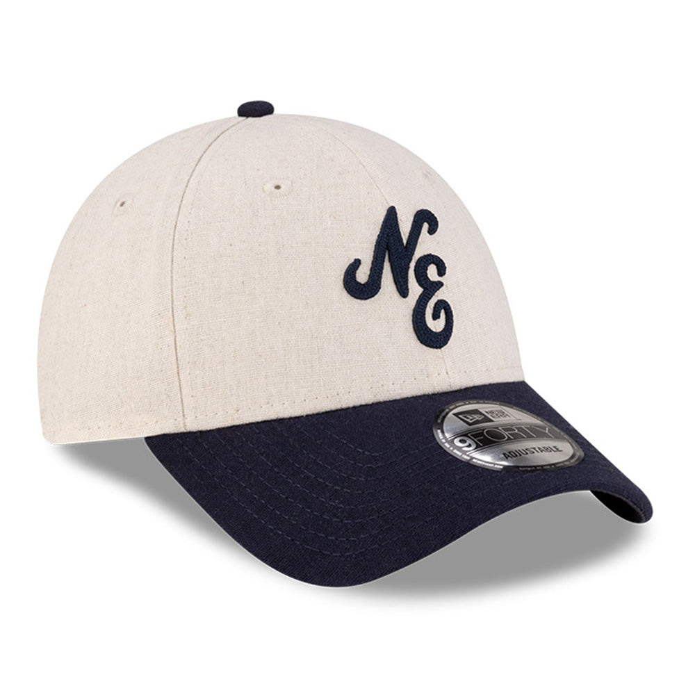New Era Script Linen Stone Navy 9FORTY Adjustable Cap