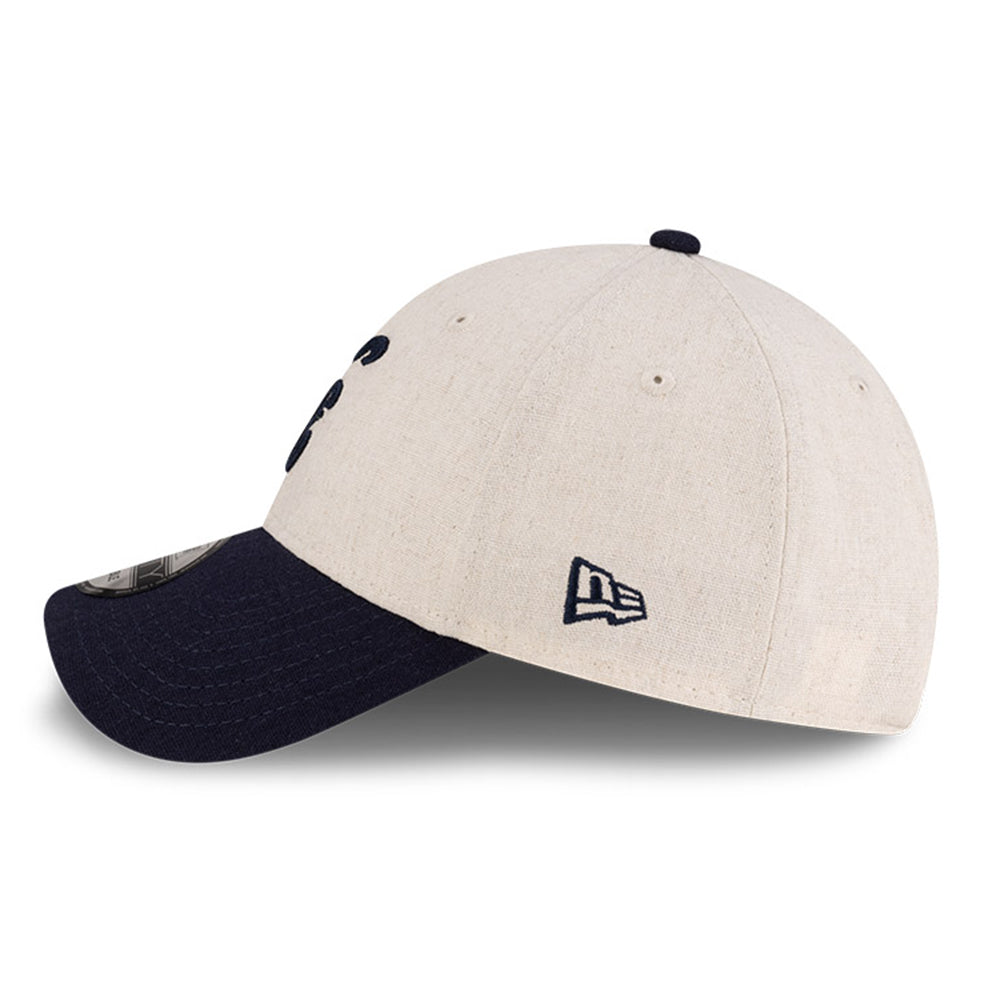 New Era Script Linen Stone Navy 9FORTY Adjustable Cap