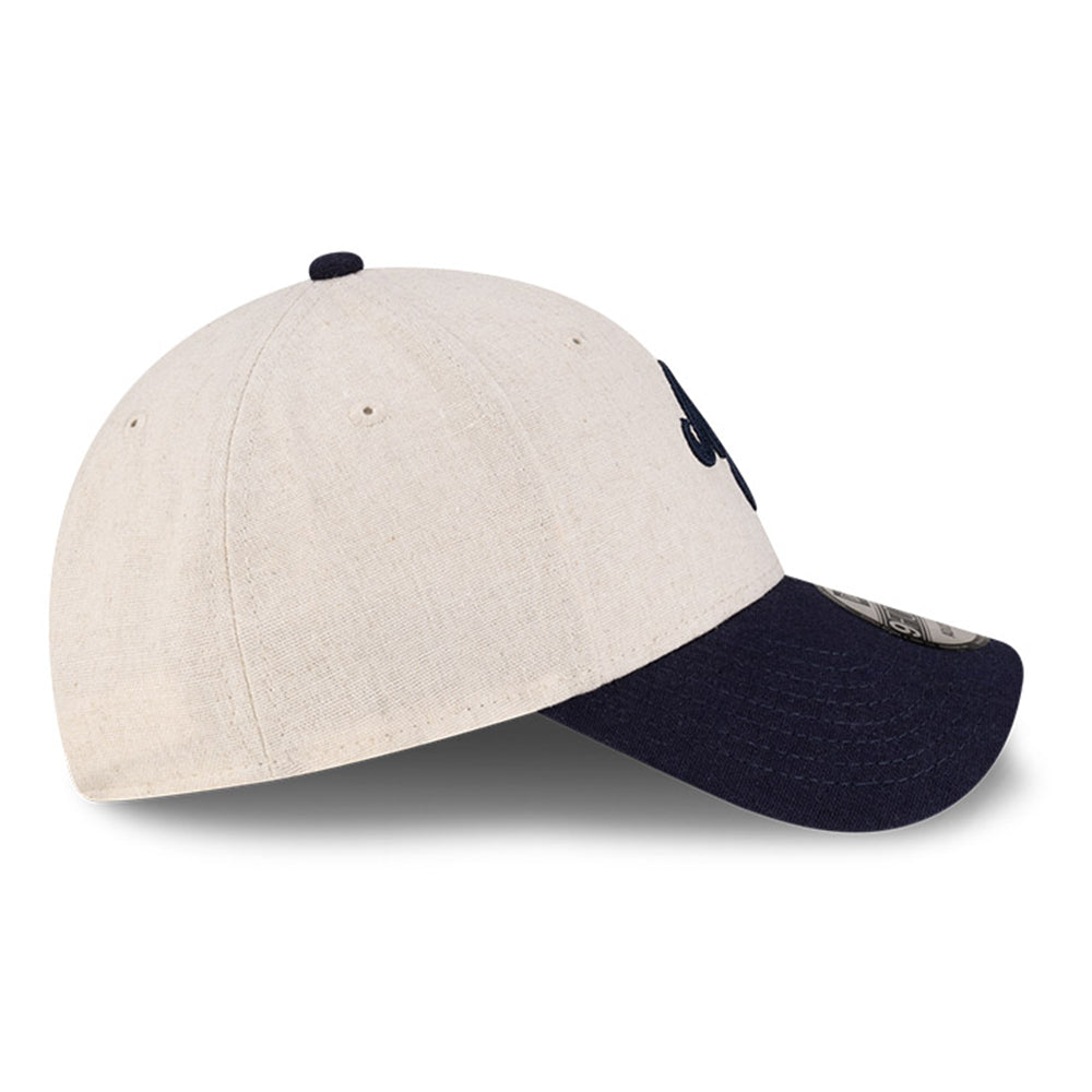 New Era Script Linen Stone Navy 9FORTY Adjustable Cap