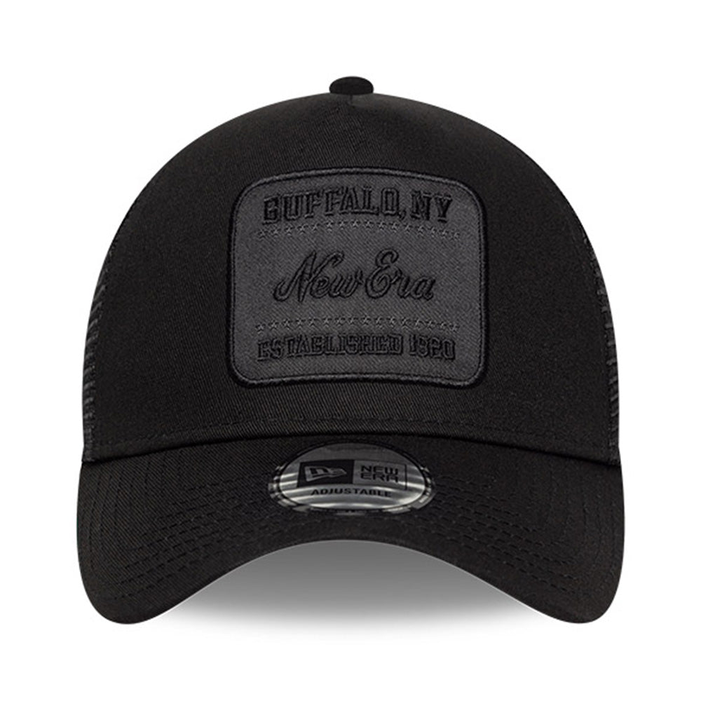New Era Script Tonal Patch Black 9FORTY E-Frame Trucker Snapback Cap