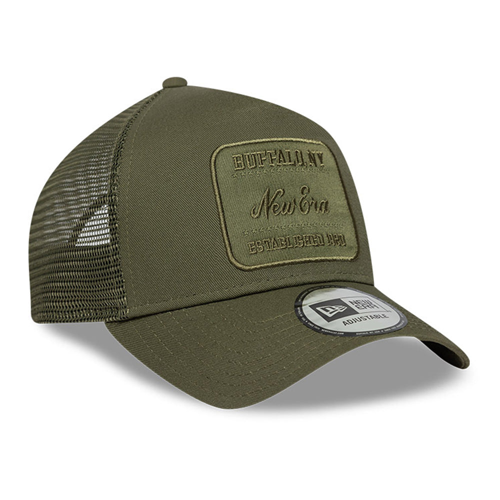 New Era Script Tonal Patch New Olive 9FORTY E-Frame Trucker Snapback Cap