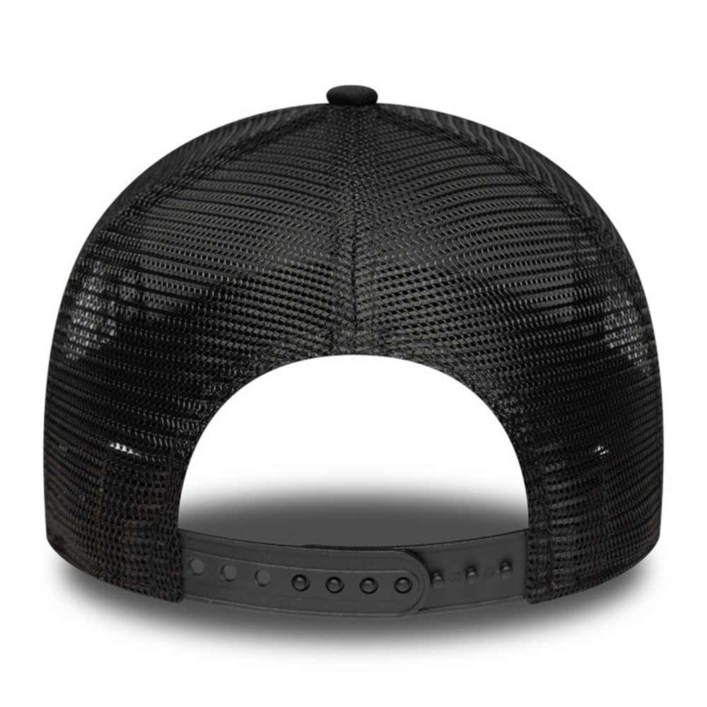 New Era Oval Logo Canvas Distress Black 9FORTY E-Frame Trucker Snapback Cap