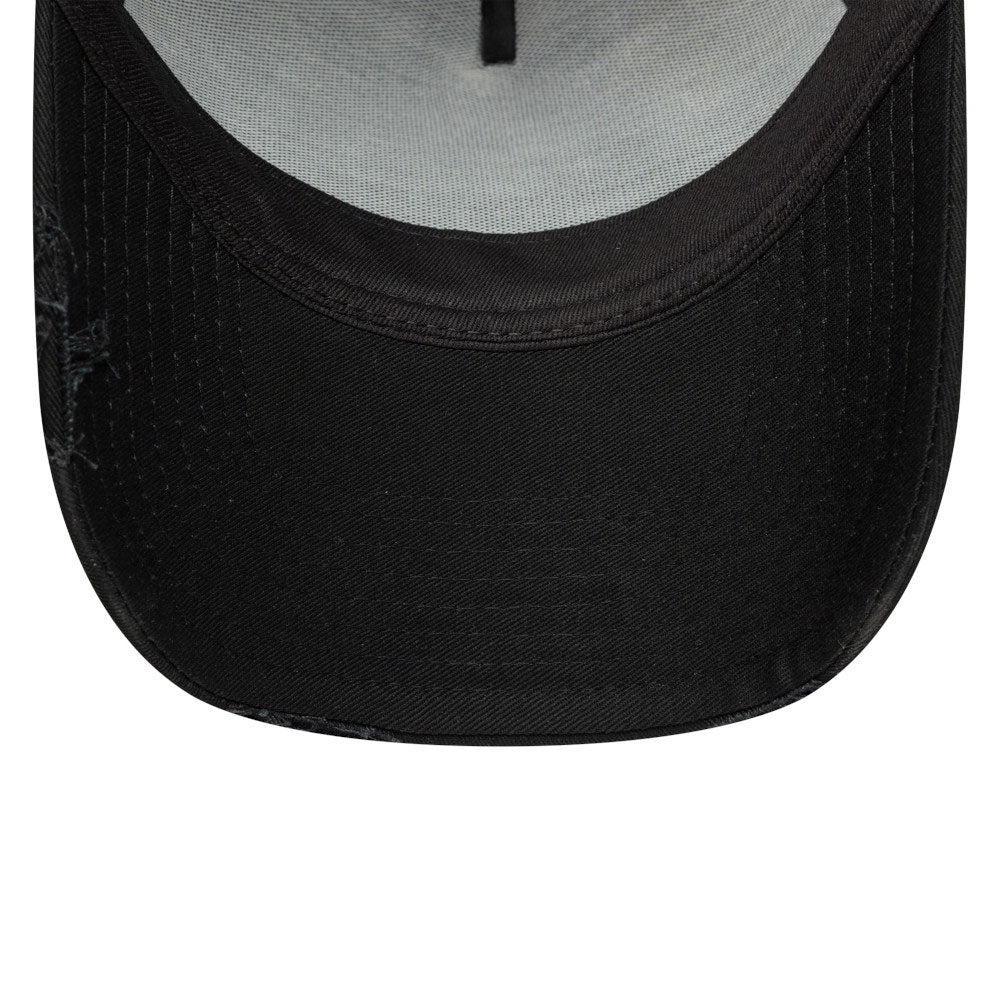 New Era Oval Logo Canvas Distress Black 9FORTY E-Frame Trucker Snapback Cap