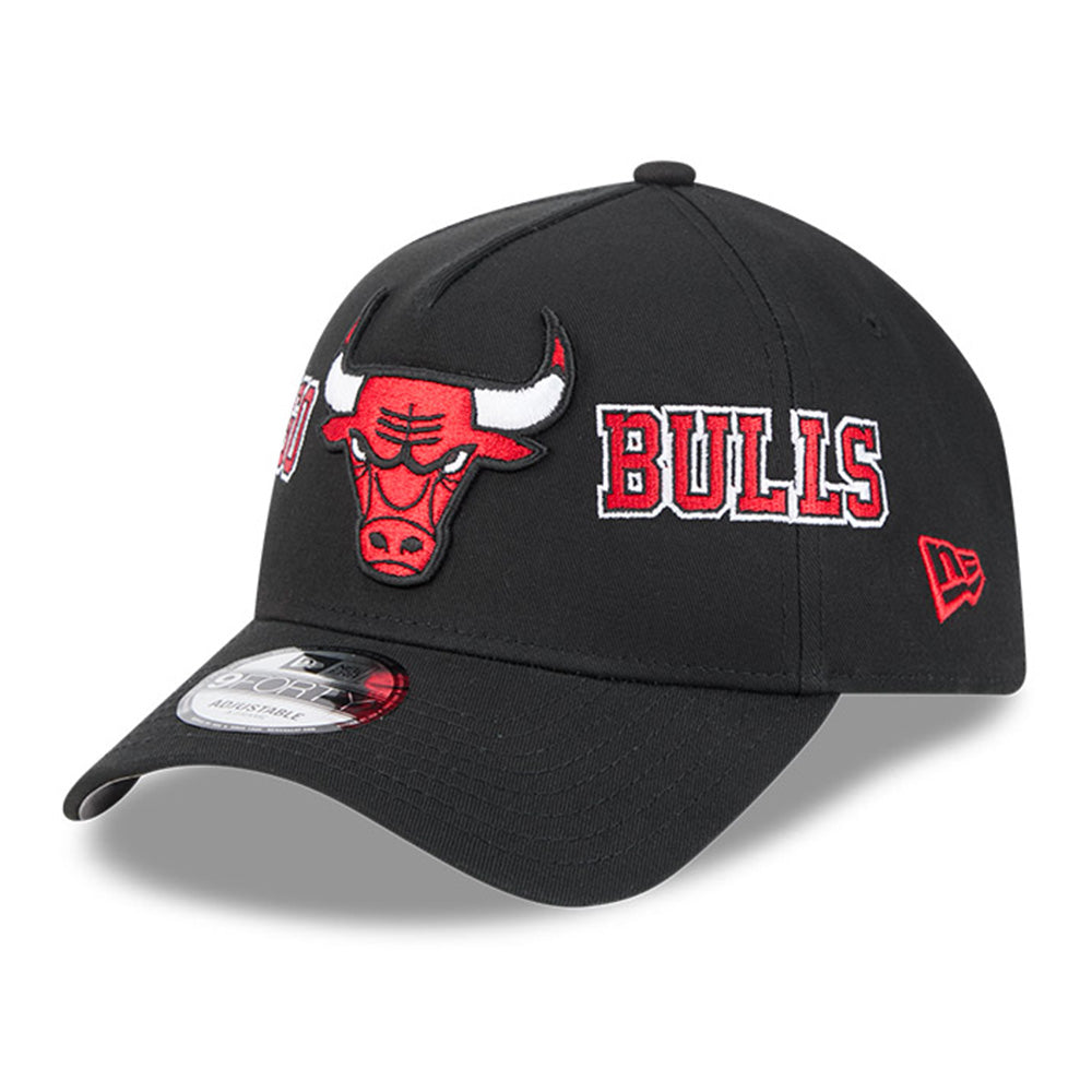 New Era Chicago Bulls Team Split Black 9FORTY A-Frame Snapback Cap