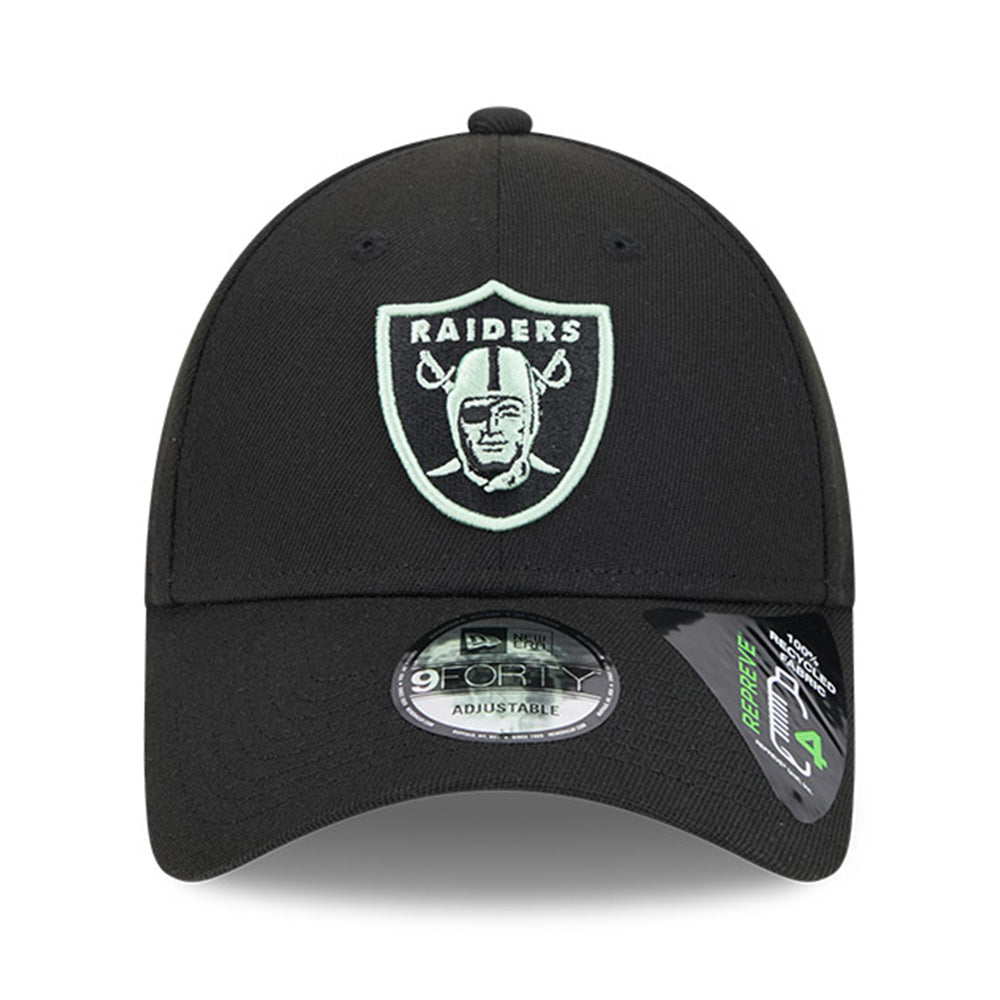 New Era Las Vegas Raiders Peppermint Repreve® Black 9FORTY Snapback Cap