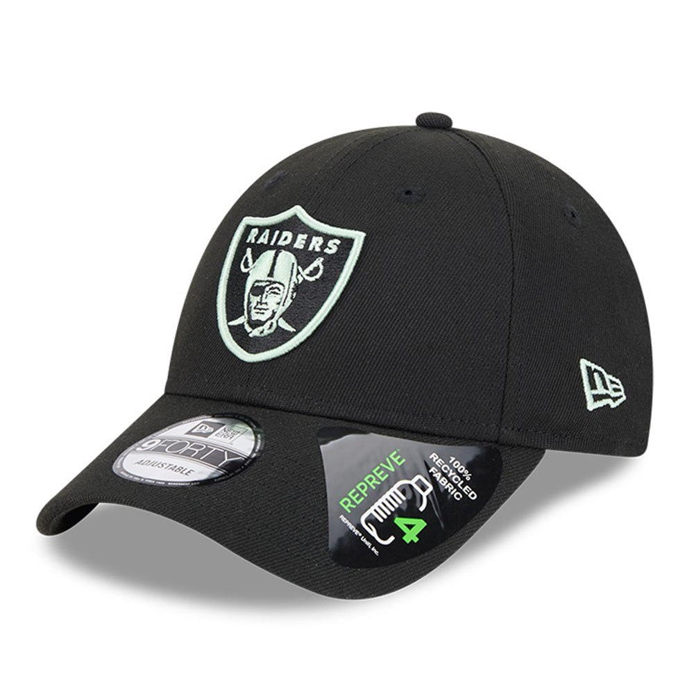 New Era Las Vegas Raiders Peppermint Repreve® Black 9FORTY Snapback Cap