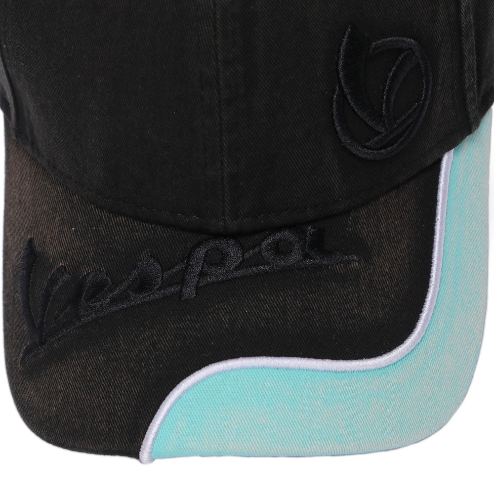New Era Vespa Piaggio Black Blue Mint Distressed 9FORTY Adjustable Cap