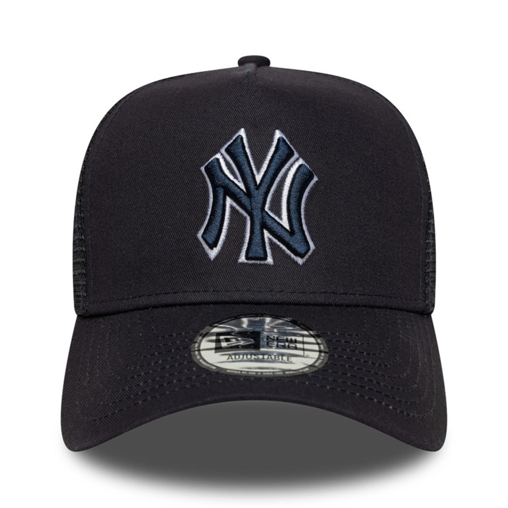 New York Yankees Team Outline Navy 9FORTY E-Frame Trucker Adjustable Cap