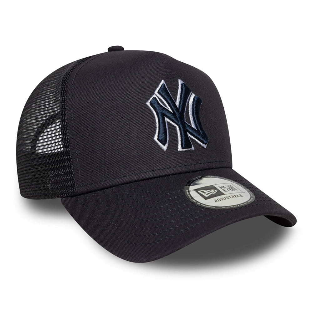 New York Yankees Team Outline Navy 9FORTY E-Frame Trucker Adjustable Cap