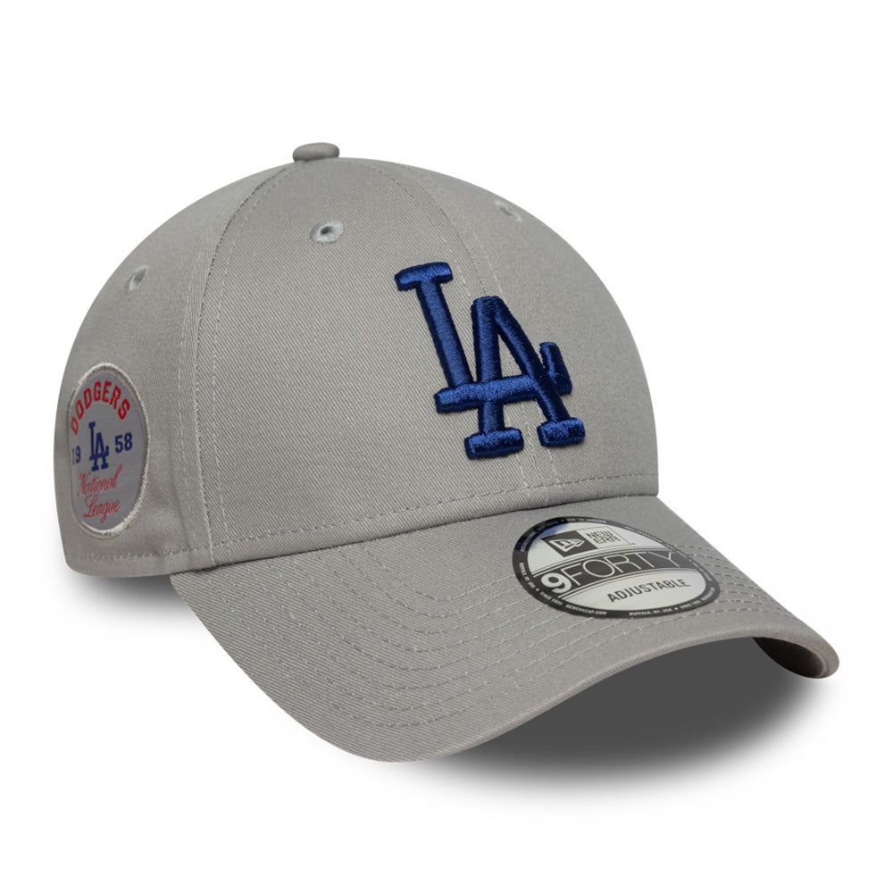 New Era Los Angeles Dodgers Side Patch Grey 9FORTY Adjustable Cap
