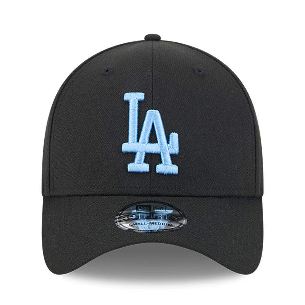 New Era Los Angeles Dodgers Q325 Sky Blue Black 39THIRTY Stretch Fitted Cap