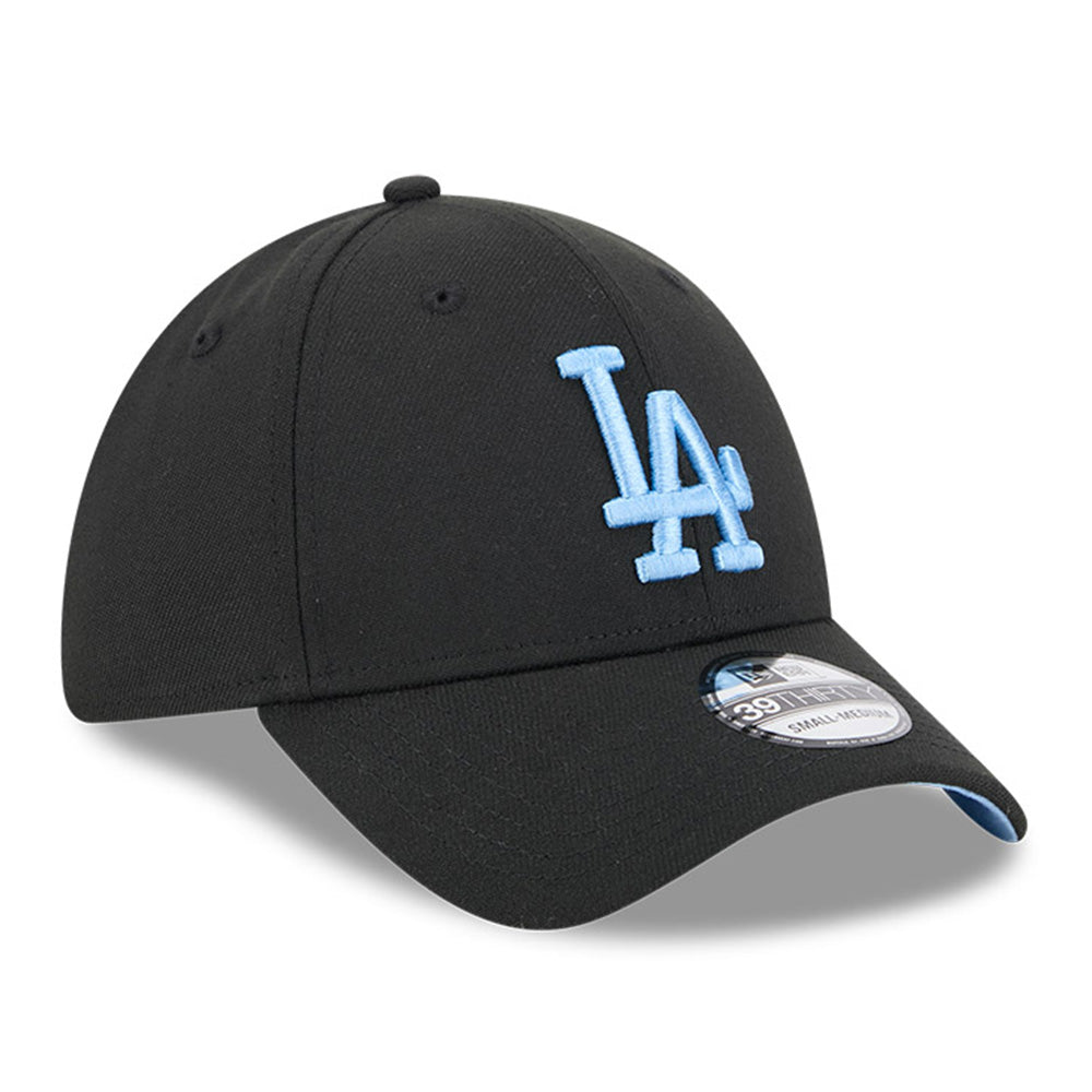 New Era Los Angeles Dodgers Q325 Sky Blue Black 39THIRTY Stretch Fitted Cap