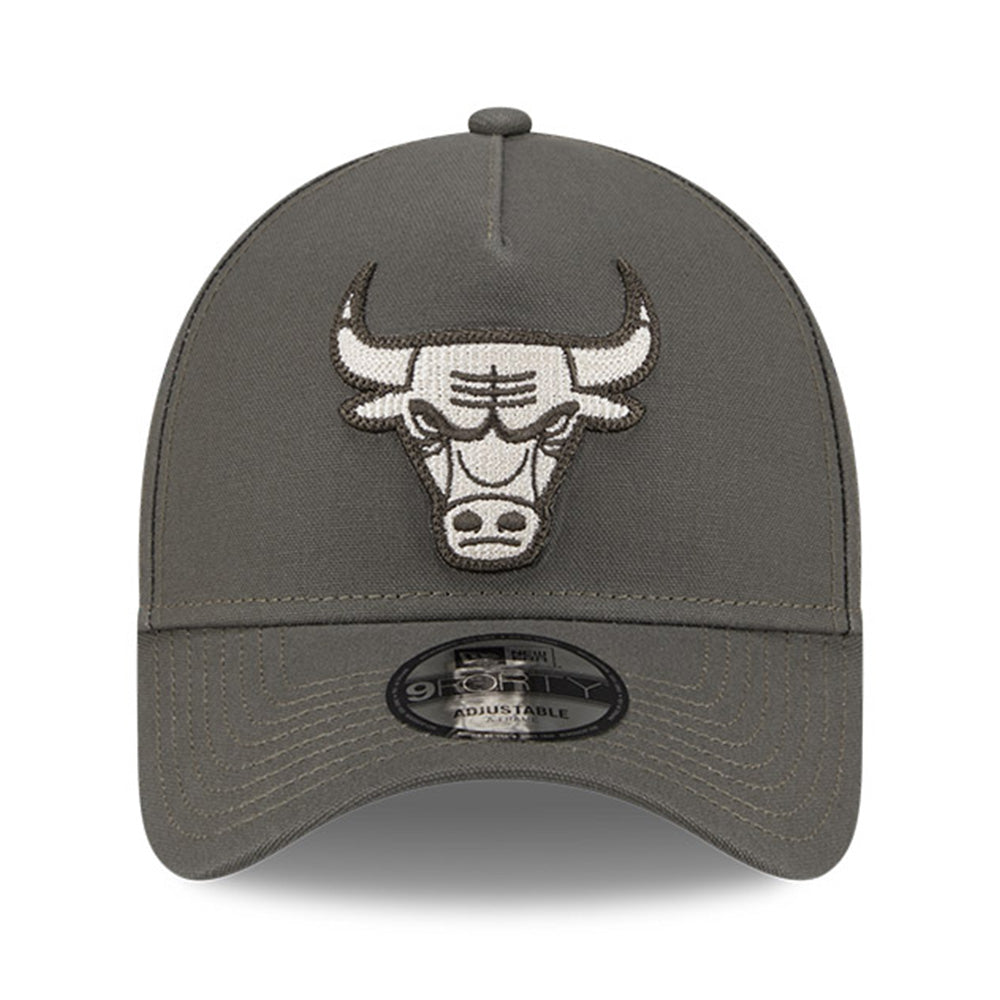 New Era Chicago Bulls Moss Canvas Chainstitching Dark Moss 9FORTY A-Frame Adjustable Cap
