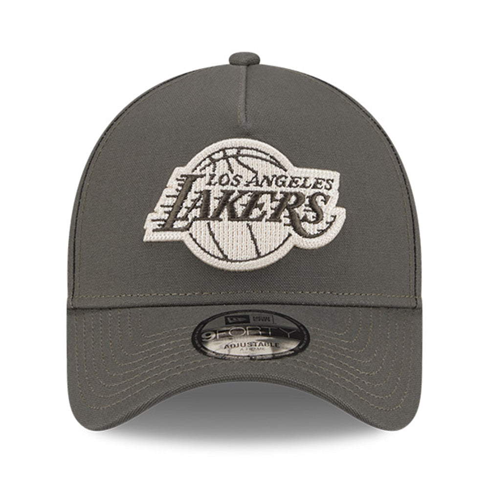 New Era Los Angeles Lakers Moss Canvas Chainstitching Dark Moss 9FORTY A-Frame Adjustable Cap