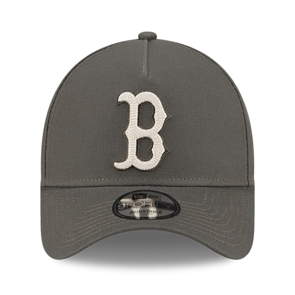 New Era Boston Red Sox Moss Canvas Chainstitching Dark Moss 9FORTY A-Frame Adjustable Cap