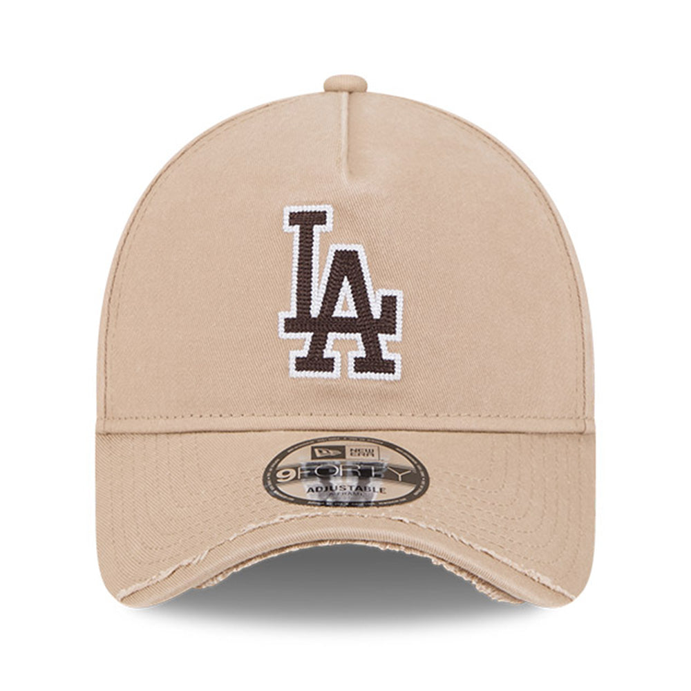 New Era Los Angeles Dodgers Visor Distress Camel 9FORTY A-Frame Adjustable Cap
